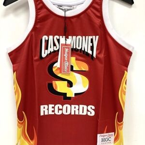 Cash Money Records RED Basketball Jersey Embroidered‎ Stitched Size M In Red NWT